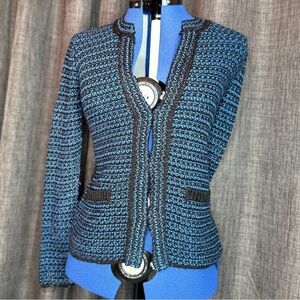 AFTER THE RAIN Womens Sweater Shacket Metallic Knit Cardigan Preppy Office | S